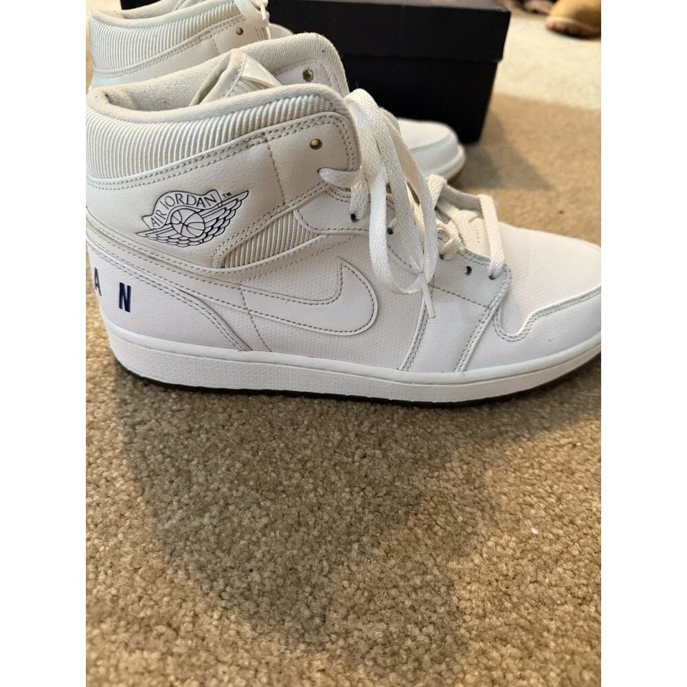 Mens Air Jordan 1 Mid White/Concord-White BQ 6578-100 Size 10 W/ Box